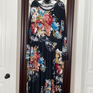 Long maxi dress, long sleeves 1XL regular length